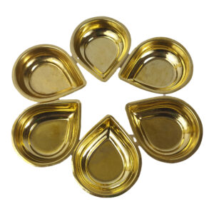 Brass Drop Shape Diyas 6 Pcs Medium